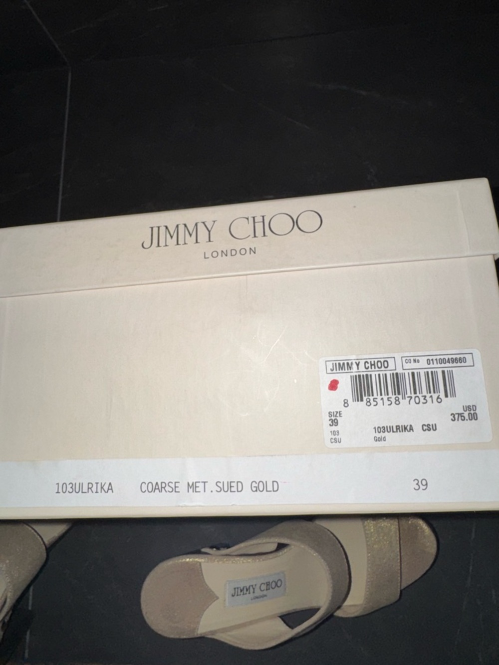Jimmy Choo Beige Gold Metallic Block Heel Sandals - Picture 6 of 6